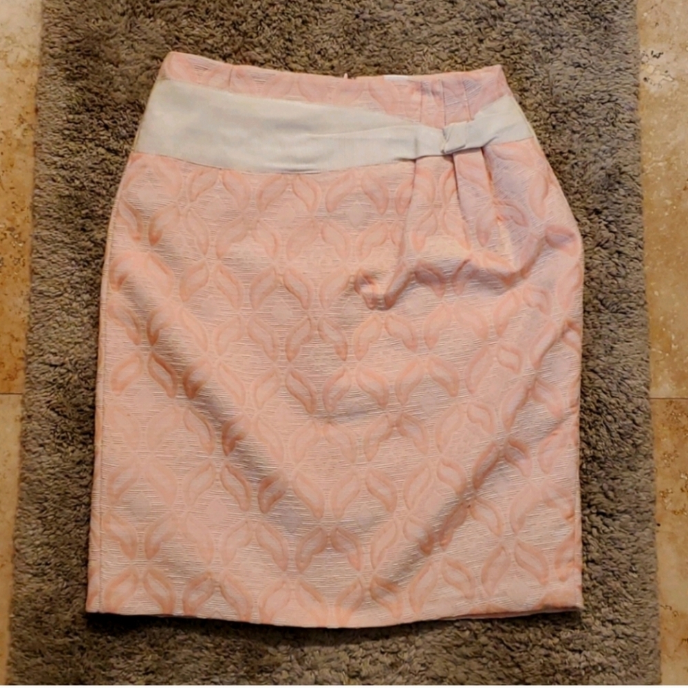 ANTONIO MELANI Pink and White Textured Pencil Skirt